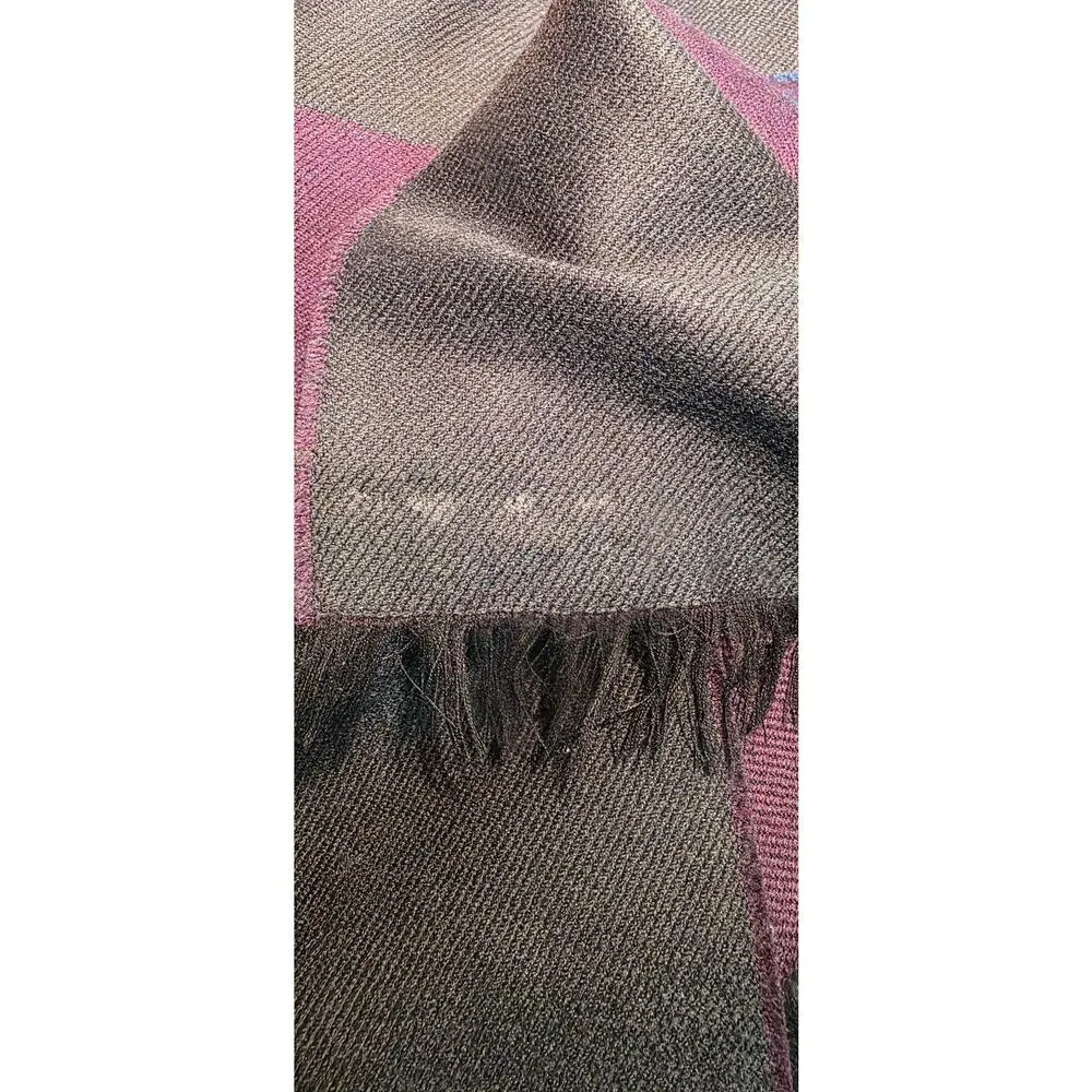 Plaid New Wool Horse Fringe Scarf Made in Germany 66
